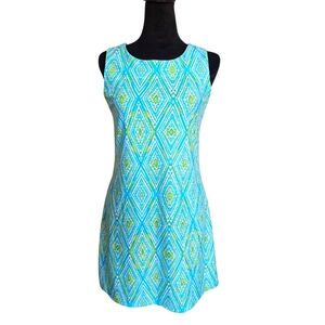Jude Connally Blue/Green Diamond Mosaic Print Tank Dress Size S